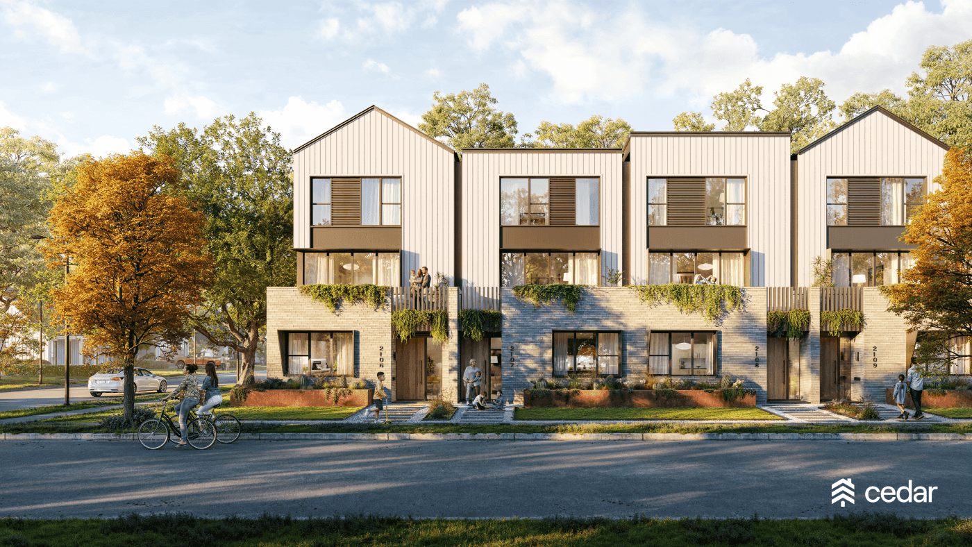 Cedar townhomes designed for walkable urban living
